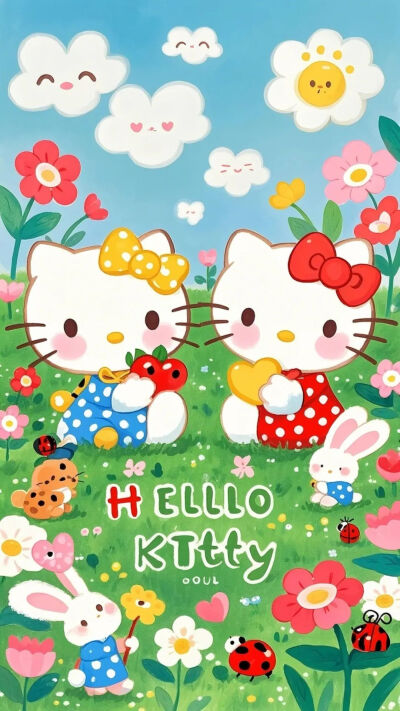 绿茵丛中～KT猫卡通 壁纸 萌图