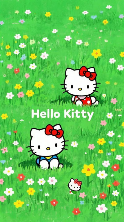 绿茵丛中～KT猫卡通 壁纸 萌图