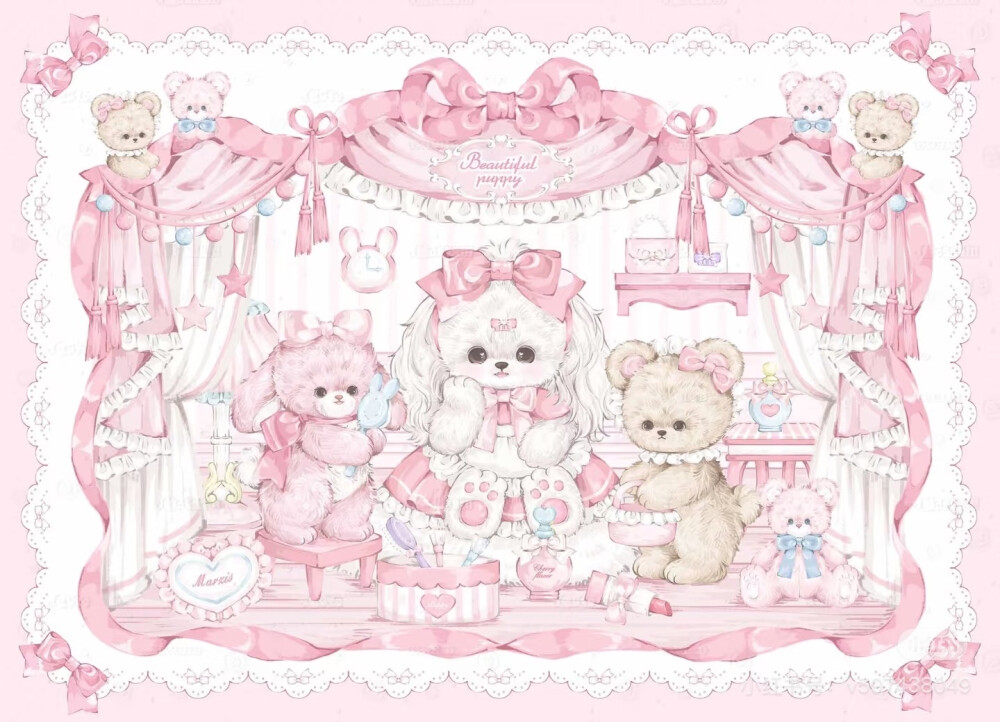 少女心 小狗狗 Lolita柄图
画师：Mokkkiii