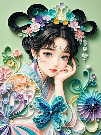 巧笑倩兮，美目盼兮 ~ 少女头像 衍纸设计 纸艺欣赏