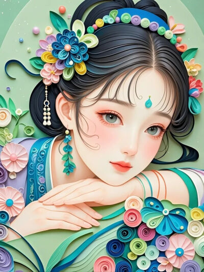 巧笑倩兮，美目盼兮 ~ 少女头像 衍纸设计 纸艺欣赏