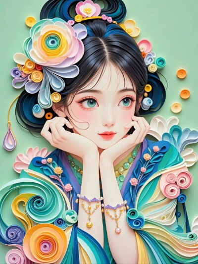 巧笑倩兮，美目盼兮 ~ 少女头像 衍纸设计 纸艺欣赏