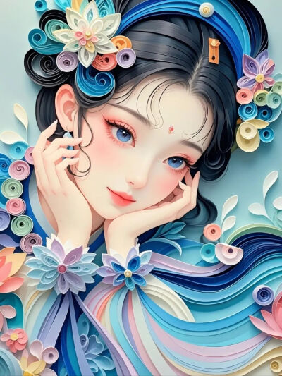 巧笑倩兮，美目盼兮 ~ 少女头像 衍纸设计 纸艺欣赏