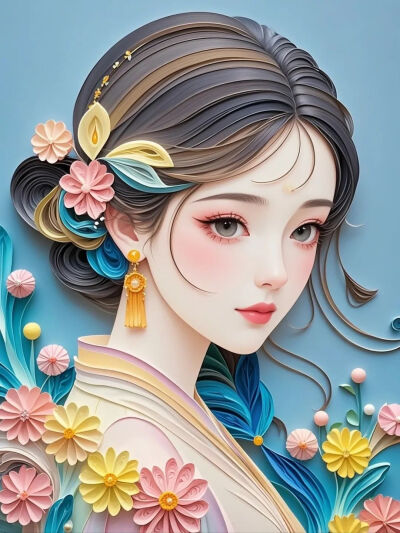 巧笑倩兮，美目盼兮 ~ 少女头像 衍纸设计 纸艺欣赏