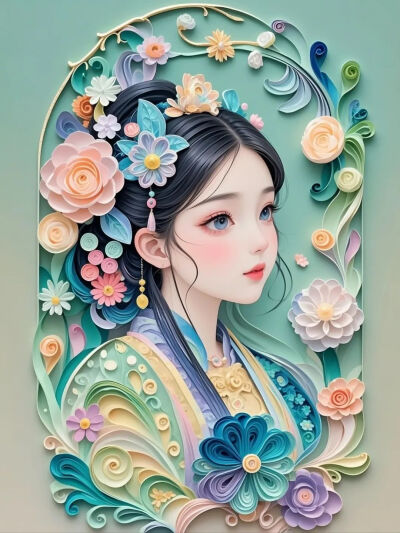 巧笑倩兮，美目盼兮 ~ 少女头像 衍纸设计 纸艺欣赏
