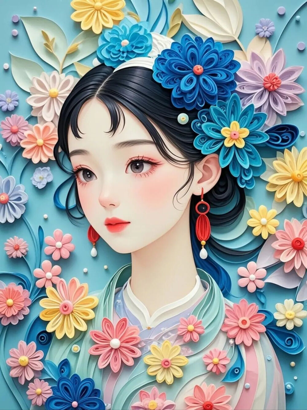 巧笑倩兮，美目盼兮 ~ 少女头像 衍纸设计 纸艺欣赏