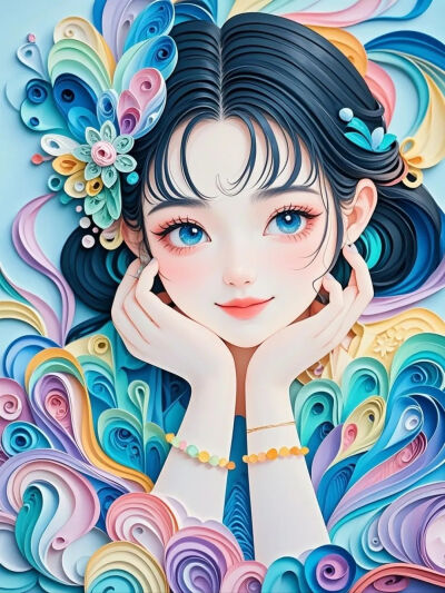 巧笑倩兮，美目盼兮 ~ 少女头像 衍纸设计 纸艺欣赏