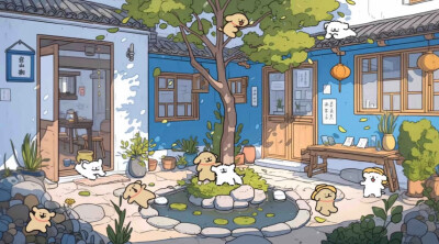 壁纸，线条小狗