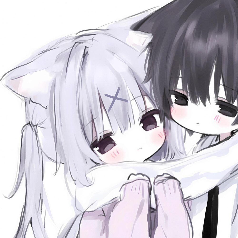 动漫情侣头像可爱男朋友女朋友情头围巾