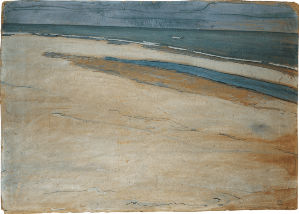 Strandlandschaft,1904,Farbige Kreide und Aquarell auf Malpappe,50×70cm
