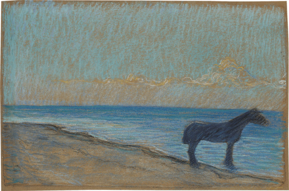 Pferd am Meeresstrand,1902,Pastell auf bräunlich-grauem Zeichenkarton,33×49.8cm