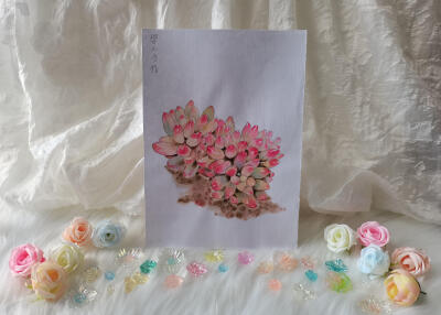 22 婴儿指多肉（绘画 | 水彩 | 果花甘02）
2018.05.12
这个阶段非常有成就感的作品。
线稿，是纯靠自己手画出来的，不是照着描的。自学画画没多久，能直接上手画成这样，心里十分满足。
上色的时候非常细致地一叶一…