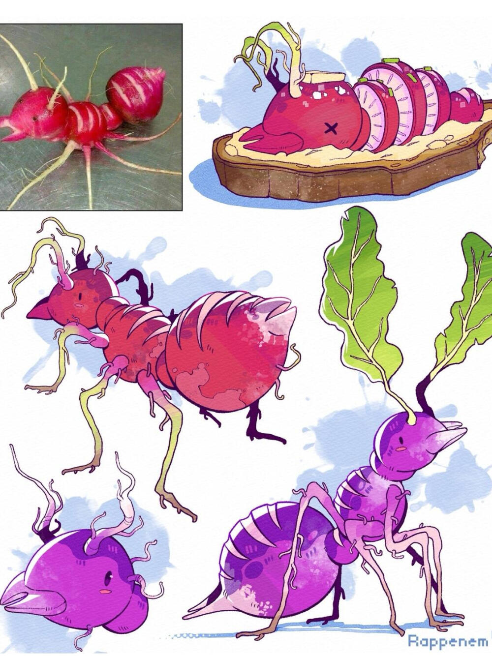 一些创意美食插画
法国原画师：Rappenem