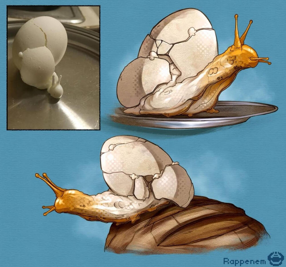 一些创意美食插画
法国原画师：Rappenem