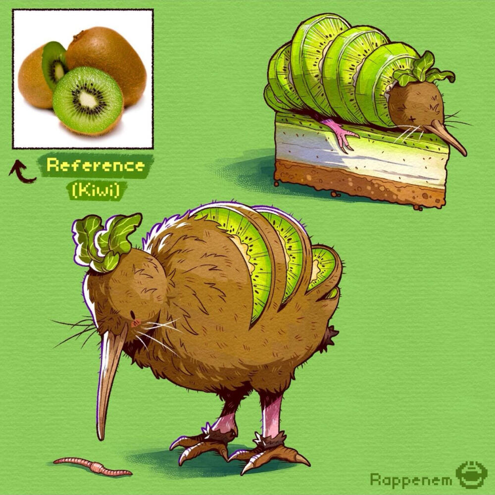 一些创意美食插画
法国原画师：Rappenem