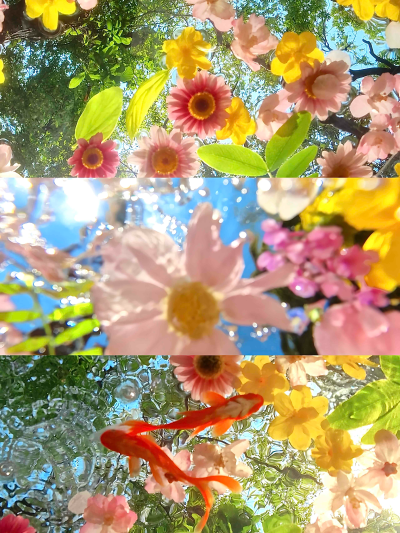 花影游鱼：金鱼穿梭的光影绮梦