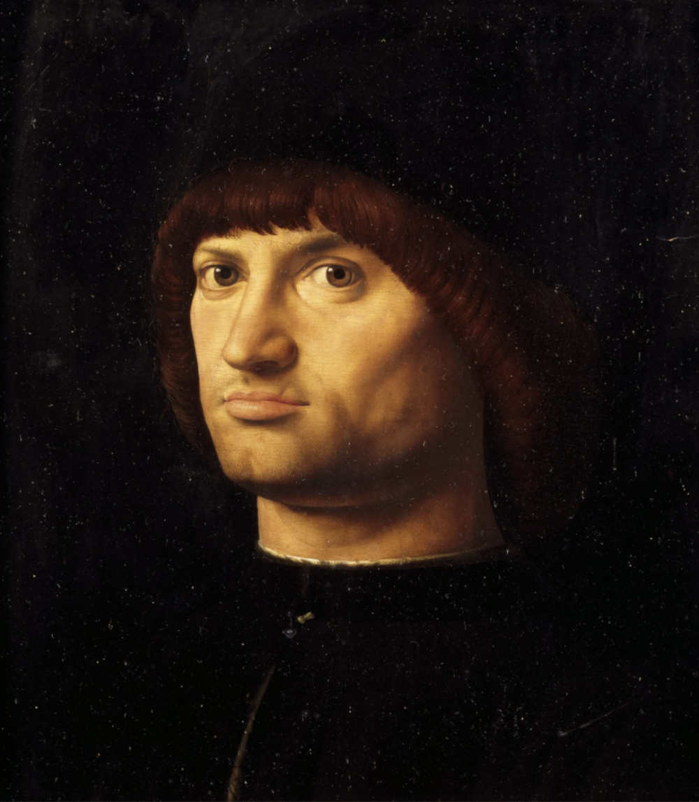 一名被称为指挥官的男子肖像，1475 年，安东内罗·达·梅西纳（Antonello da Messina，1430-1479 年）创作，布面油画，30×36 厘米。巴黎，卢浮宫博物馆（摄影：DeAgostini/Getty Images）
