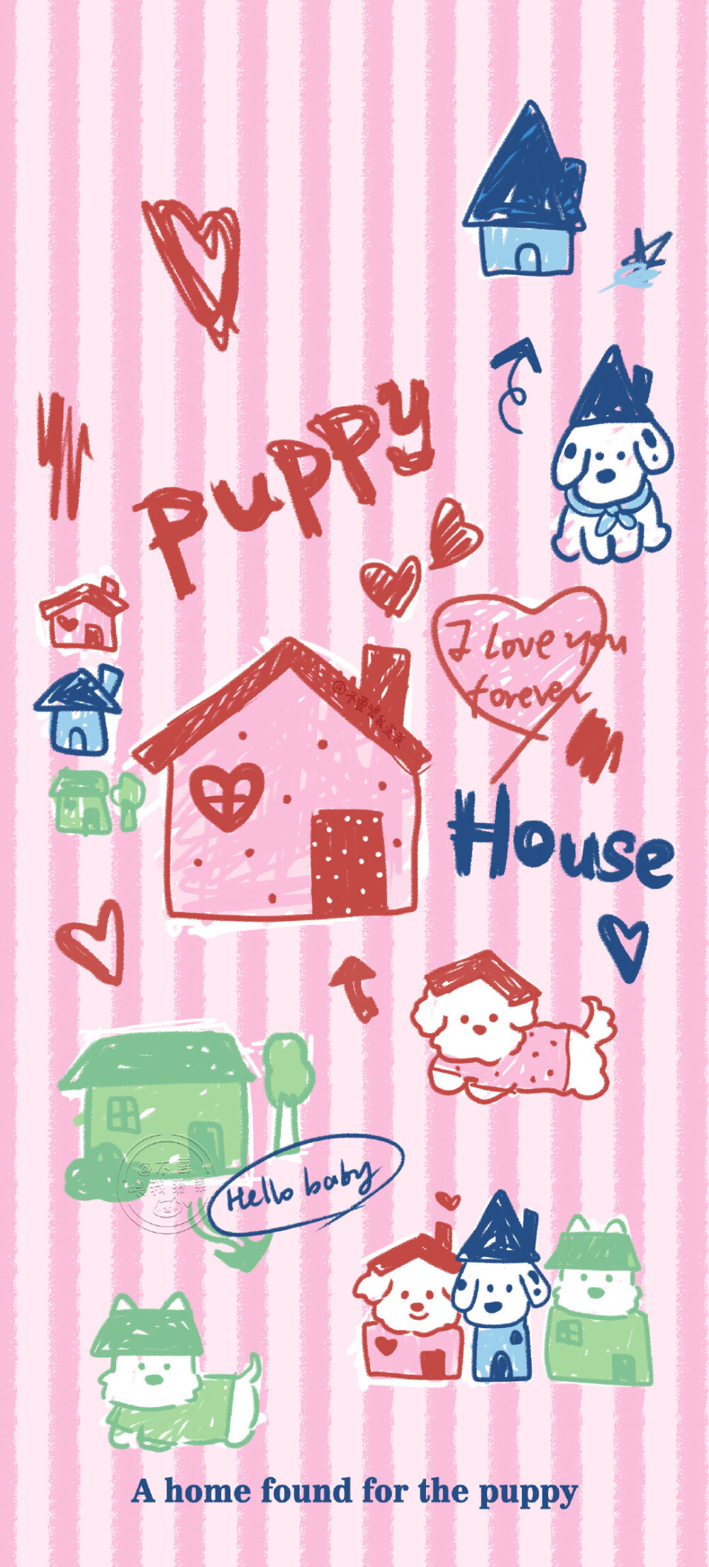 童趣小动物涂鸦锁屏➕桌面