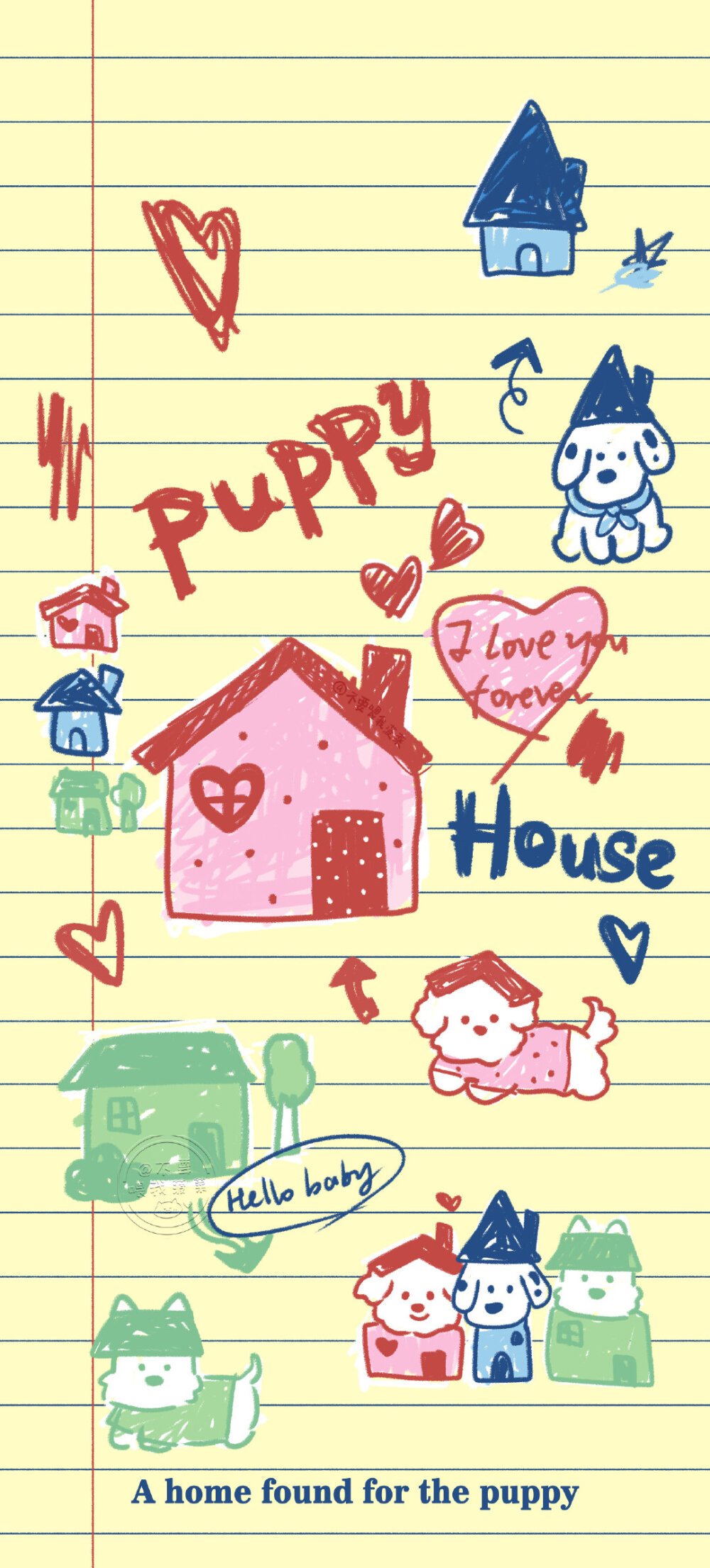 童趣小动物涂鸦锁屏➕桌面