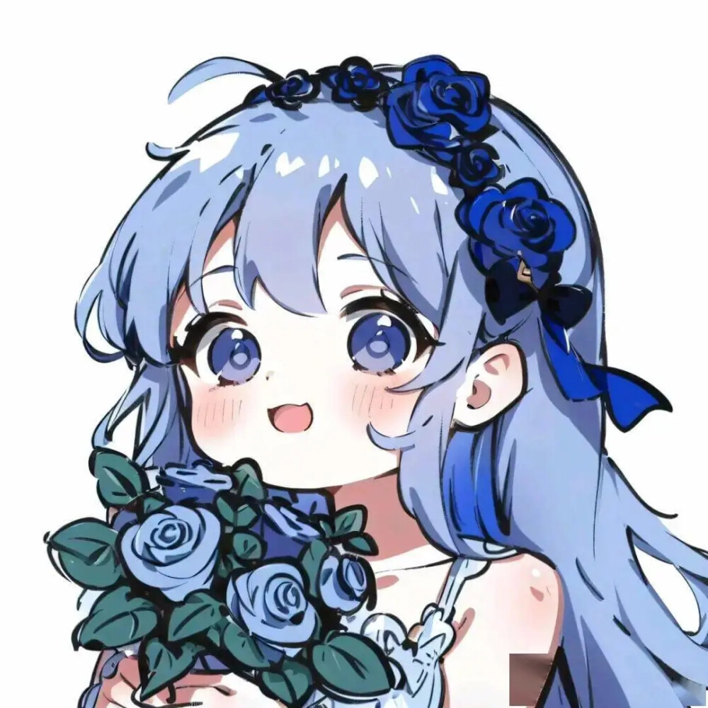 蓝色系动漫女头[图源网]