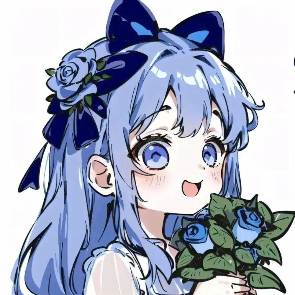 蓝色系动漫女头[图源网]