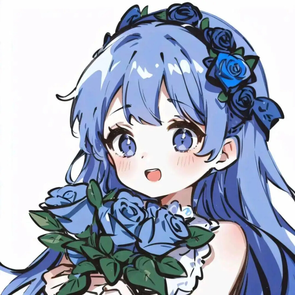 蓝色系动漫女头[图源网]
