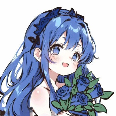 蓝色系动漫女头[图源网]