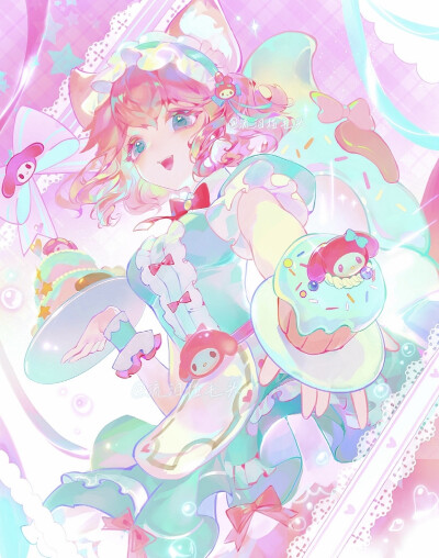 王者荣耀 妲己 安琪拉 瑶三丽鸥联动 插画
画师：流泪猫毛头
