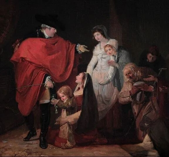 《路易十六的仁慈》
菲利伯特·路易·德布古绘制，1784年2月
