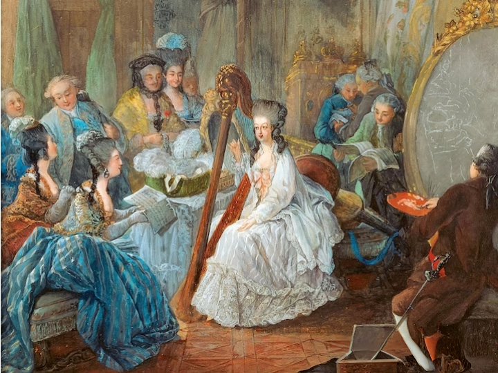 玛丽·安托瓦内特正在举办一场音乐会。让·巴蒂斯特·安德烈·戈蒂埃·达戈蒂， 1775