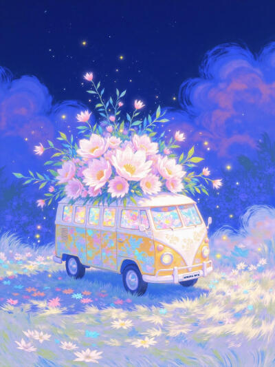 梦幻花车露营