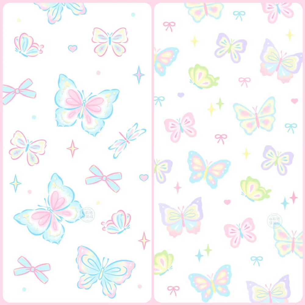 ins手绘风梦幻线条蝴蝶