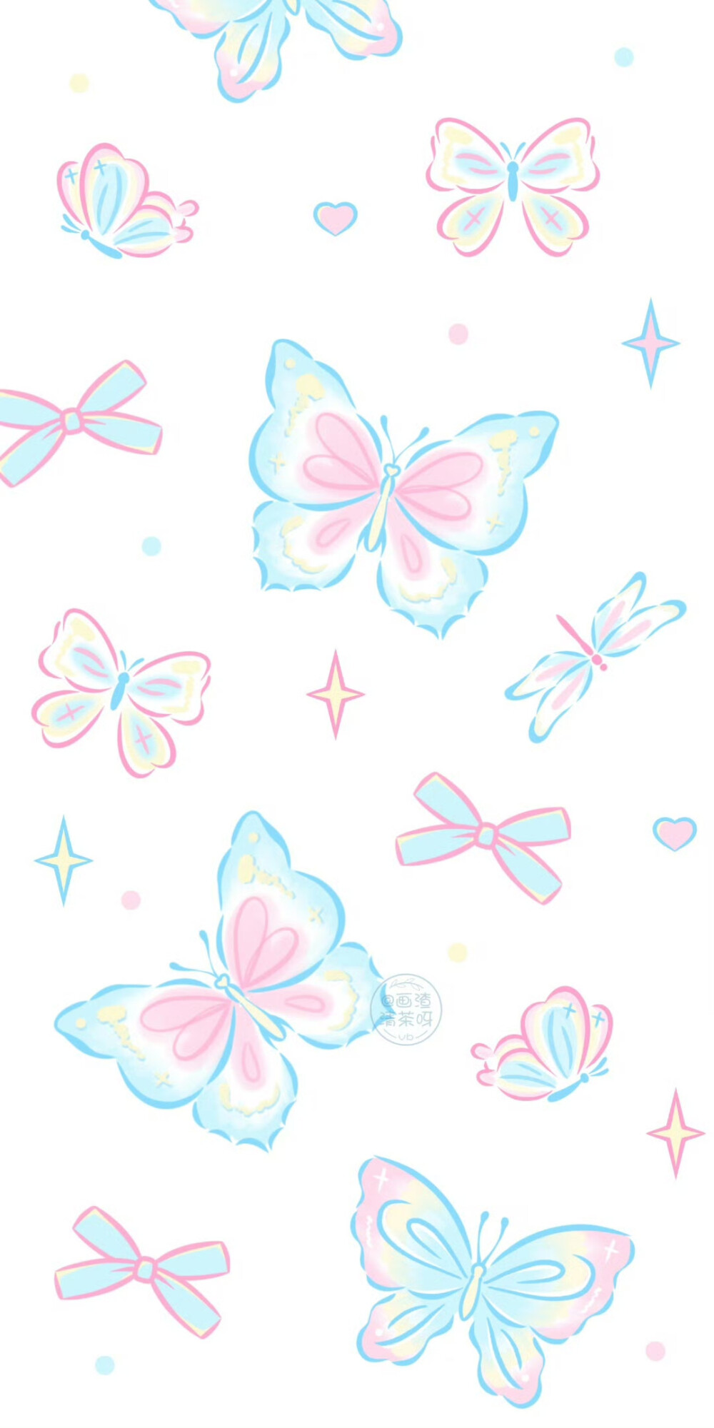 ins手绘风梦幻线条蝴蝶