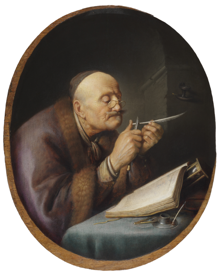 削鹅毛笔的学者，格里特·道，1632-1635，莱顿收藏