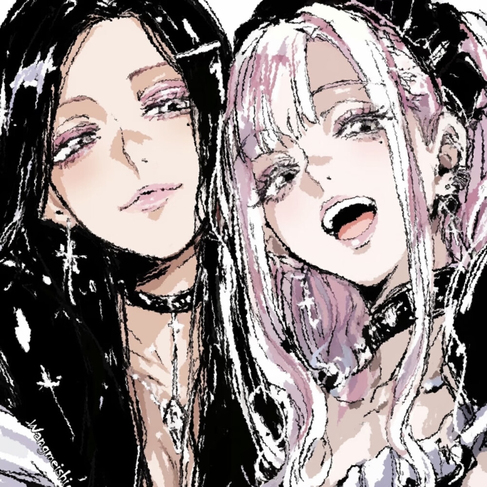 AI插画 双女主 头像