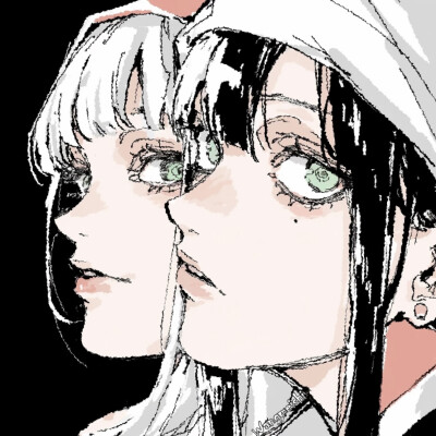 AI插画 双女主 头像