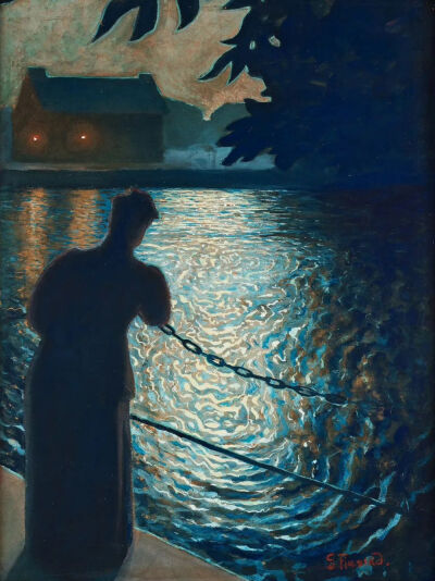 《月光》Moonlight
古斯塔夫·菲耶斯塔德（Gustaf Fjaestad）
1897年；尺寸未知；画布油画