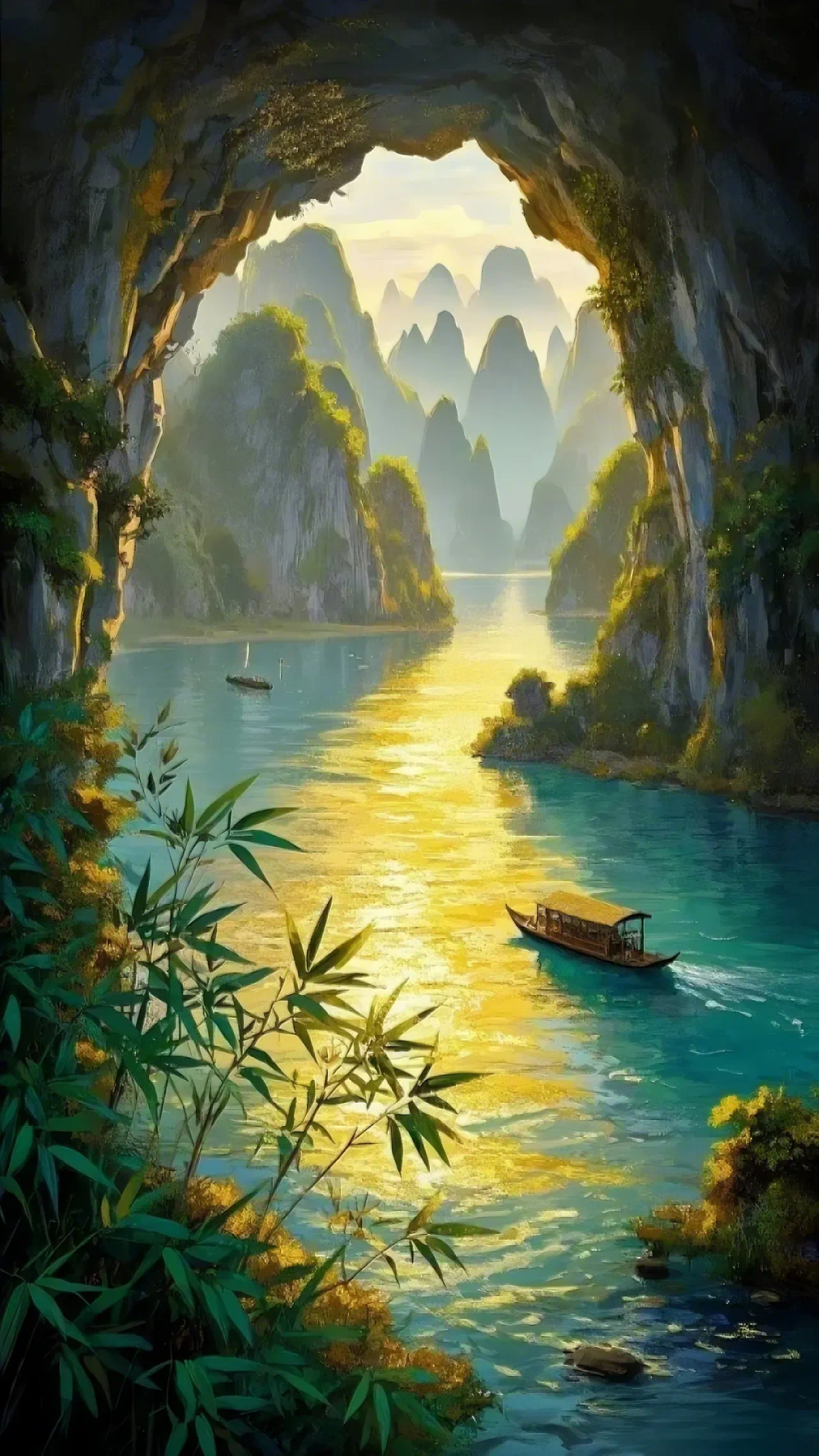 彩绘插画 壁纸 竹子