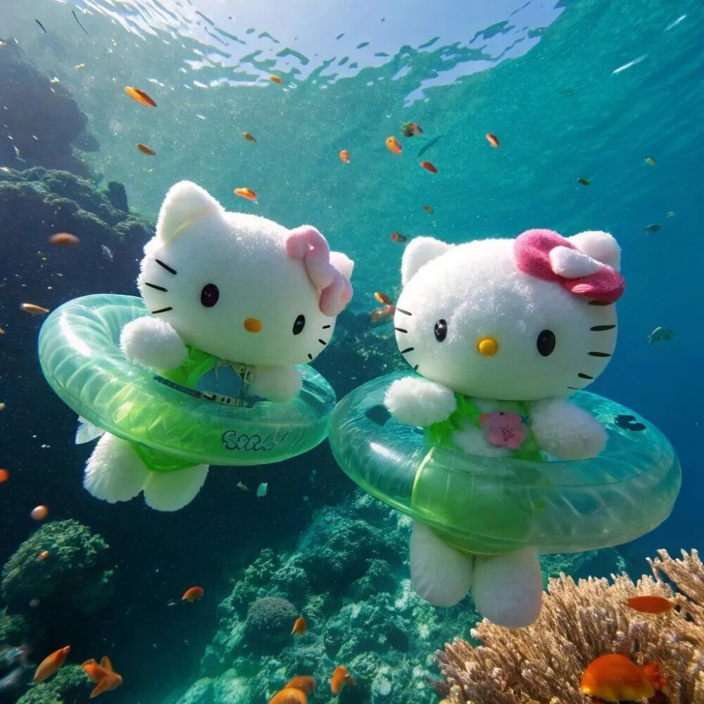 夏日清凉Hello Kitty背景图