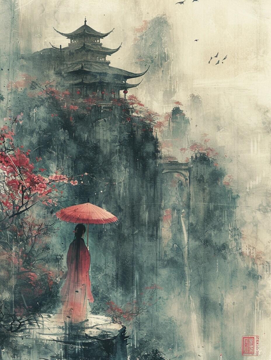 《一剪梅》
（宋）李清照
红藕香残玉簟秋。轻解罗裳，独上兰舟。云中谁寄锦书来？雁字回时，月满西楼。
花自飘零水自流。一种相思，两处闲愁。此情无计可消除，才下眉头，却上心头。