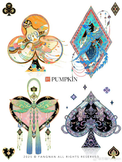 当扑克遇上非遗美学系列❗️
扑克牌里的国风世界#原创插画# ​
插画精选｜画师：方楠Pumpkin