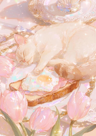 blingbling花朵，美食和猫