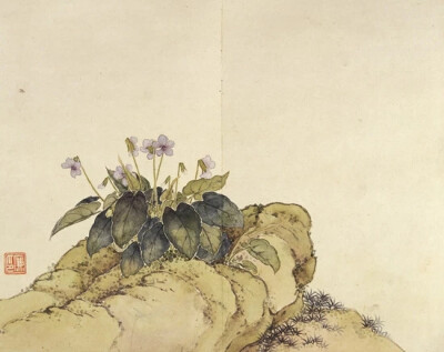 居廉《长萼堇菜》 1856—1864年 广东省博物馆藏