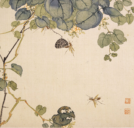 居廉《夜来香·黄蜂》 1873年 广州艺术博物院藏