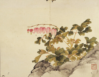 居廉《荷包牡丹》 1856—1864年 广东省博物馆藏