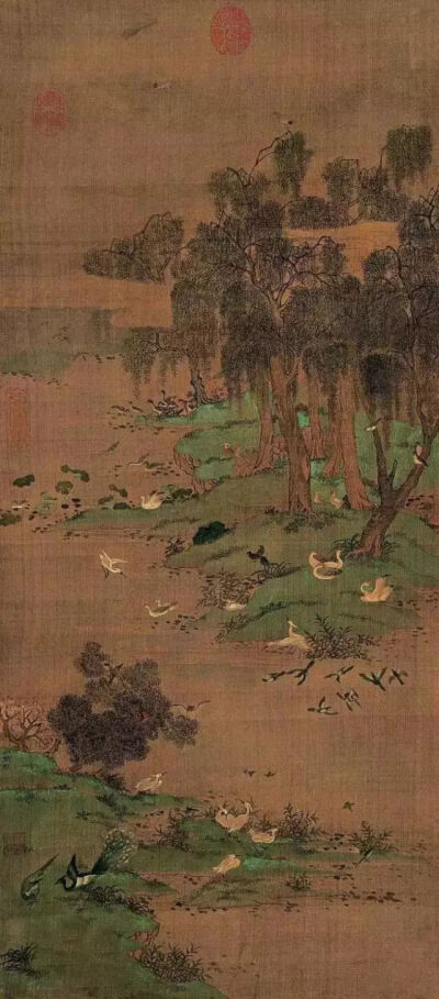 五代·徐熙  飞禽山水图