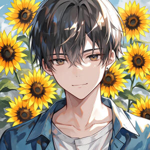二次元 男头 向日葵与少年 ai精选 侵权删