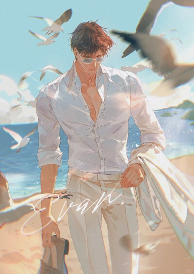 在海边～#陆沉##光与夜之恋#
画师：墩大仙儿