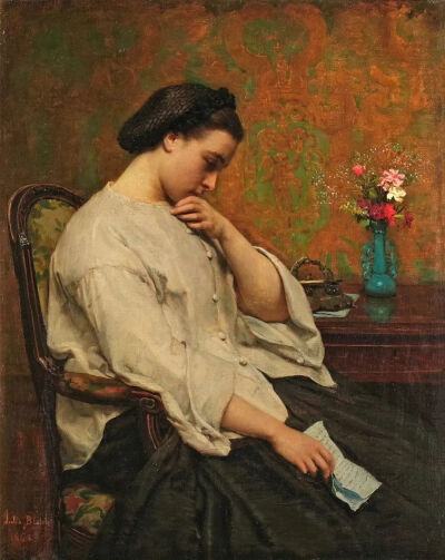 《坏消息》Bad news
朱尔斯·布雷顿（Jules Breton）
1862年；尺寸未知；画布油画