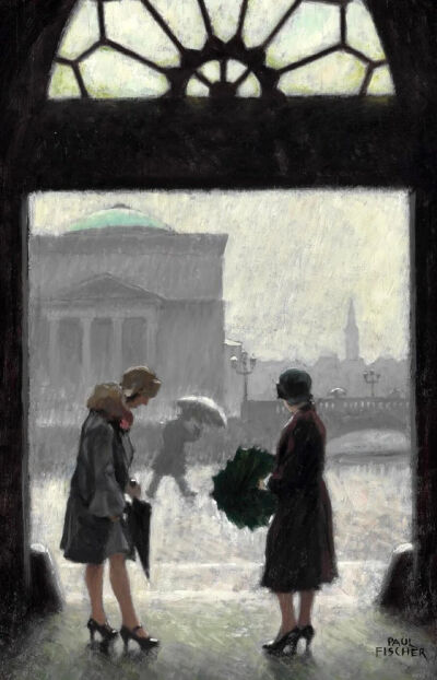 《避雨》Take shelter from rain
保罗·古斯塔夫·费舍尔（Paul Gustav Fischer）
1904年；尺寸未知；画布油画